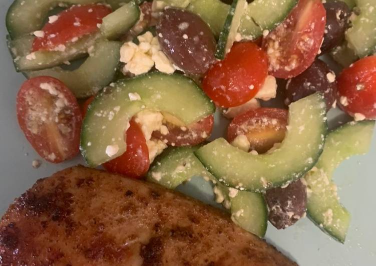 Cajun Chicken Breasts & Easy Greek Salad