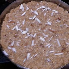A picture of Khoya Burfi made from malai residue.