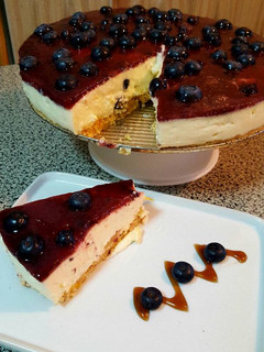 Una foto de Cheesecake de arándanos
