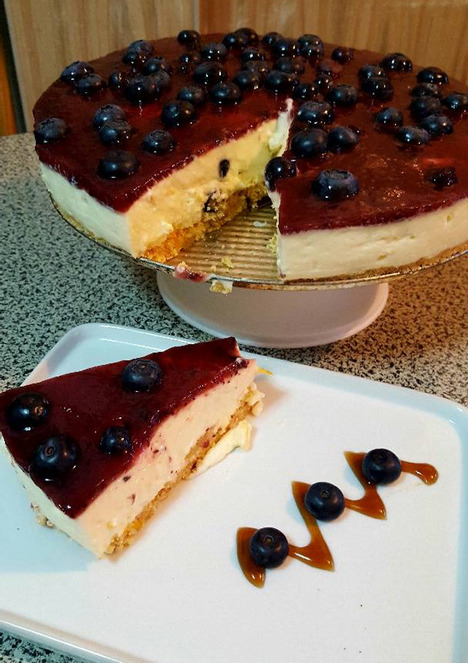 Una foto de Cheesecake de arándanos