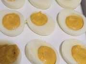 A picture of deviled eggs no mayonnaise