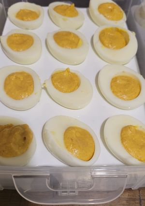 A picture of Spiced Deviled eggs.