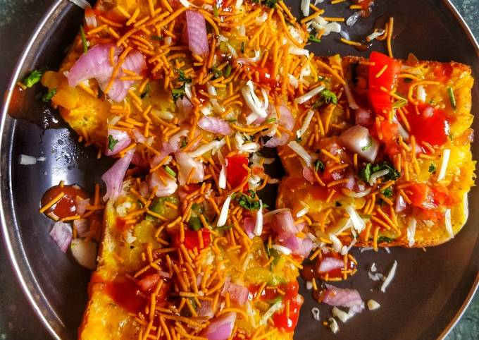 Open Bombay Masala Cheese Toast - Perfect Tea Time Snack!