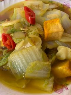 Foto resep Cah Sawi Putih Tahu Kuning satset