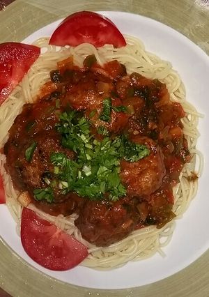 A picture of Meatballs in pizzaiola sauce.
