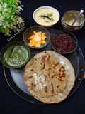 Bajra rotala with chutney and jaggery ghee