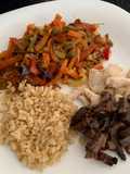 Carne/pollo con verduras y arroz integral