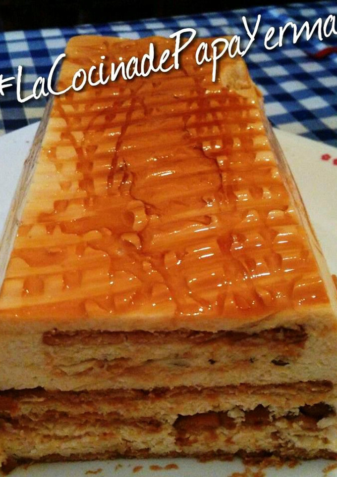 Una foto de Tarta de galletas, queso y caramelo
