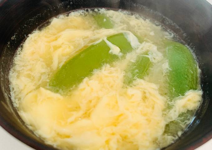Steps to Make Homemade Egg drop miso soup with snap-pea