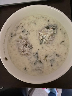 A picture of Yogurt Soup with burgul kibbeh.