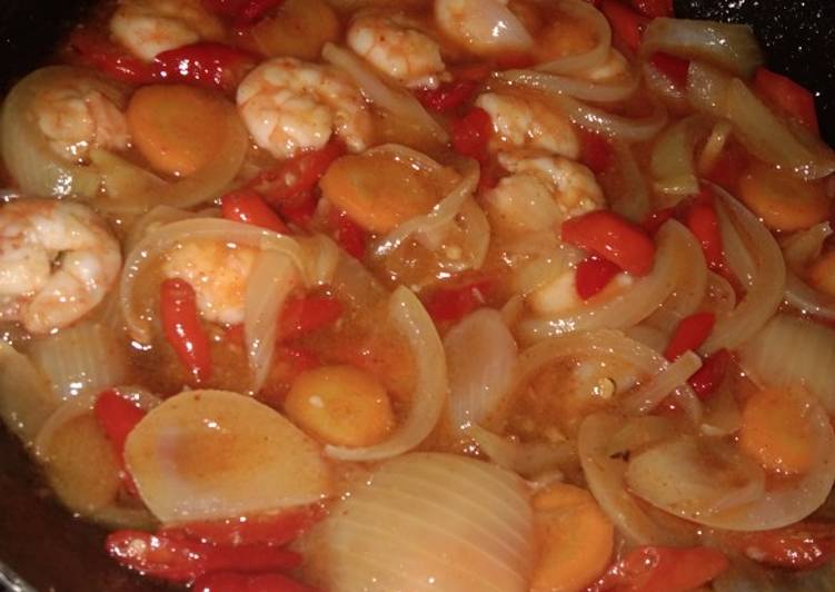 Resep Udang asam manis pedas Anti Gagal