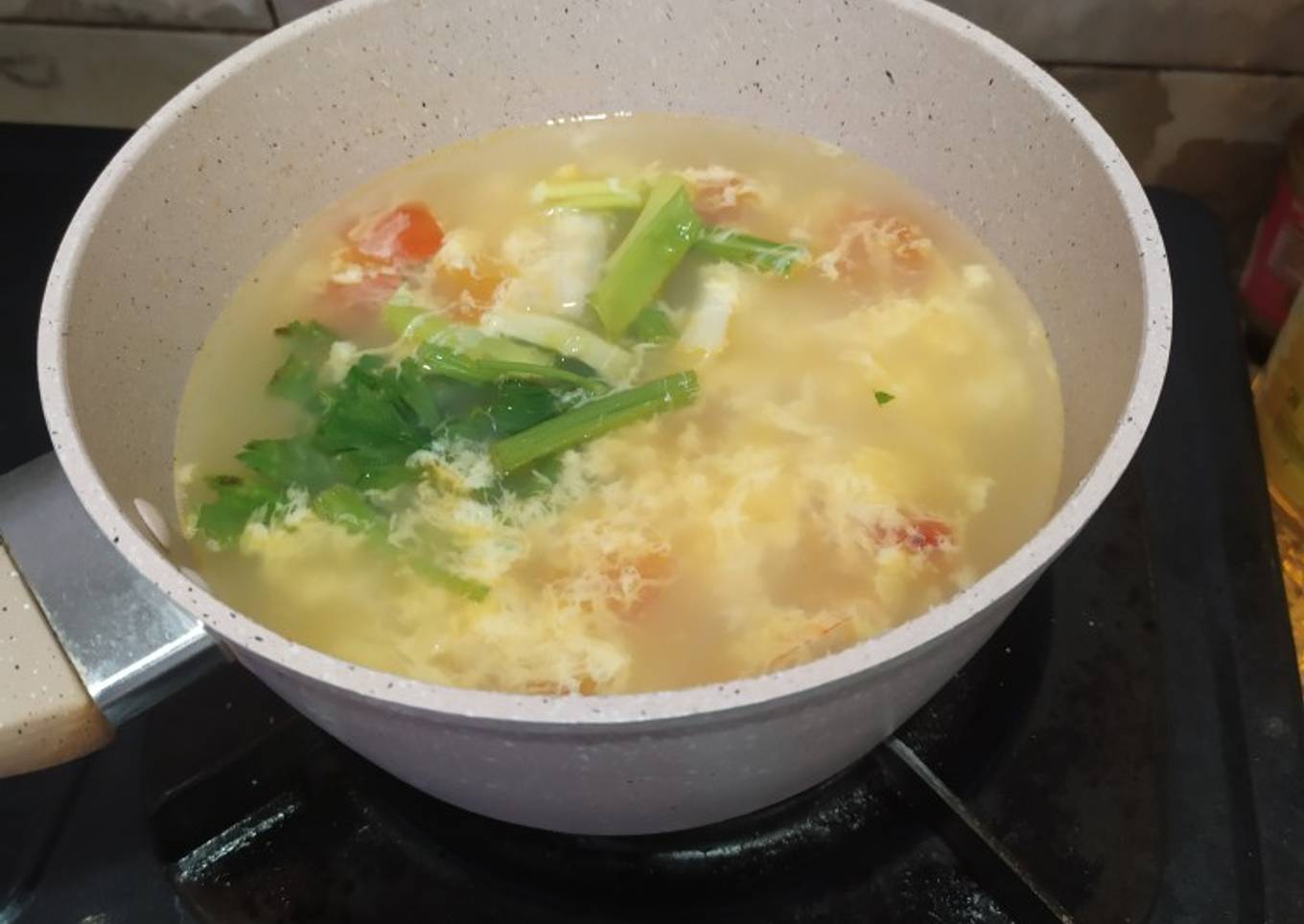 Sup Udang Telur Simple