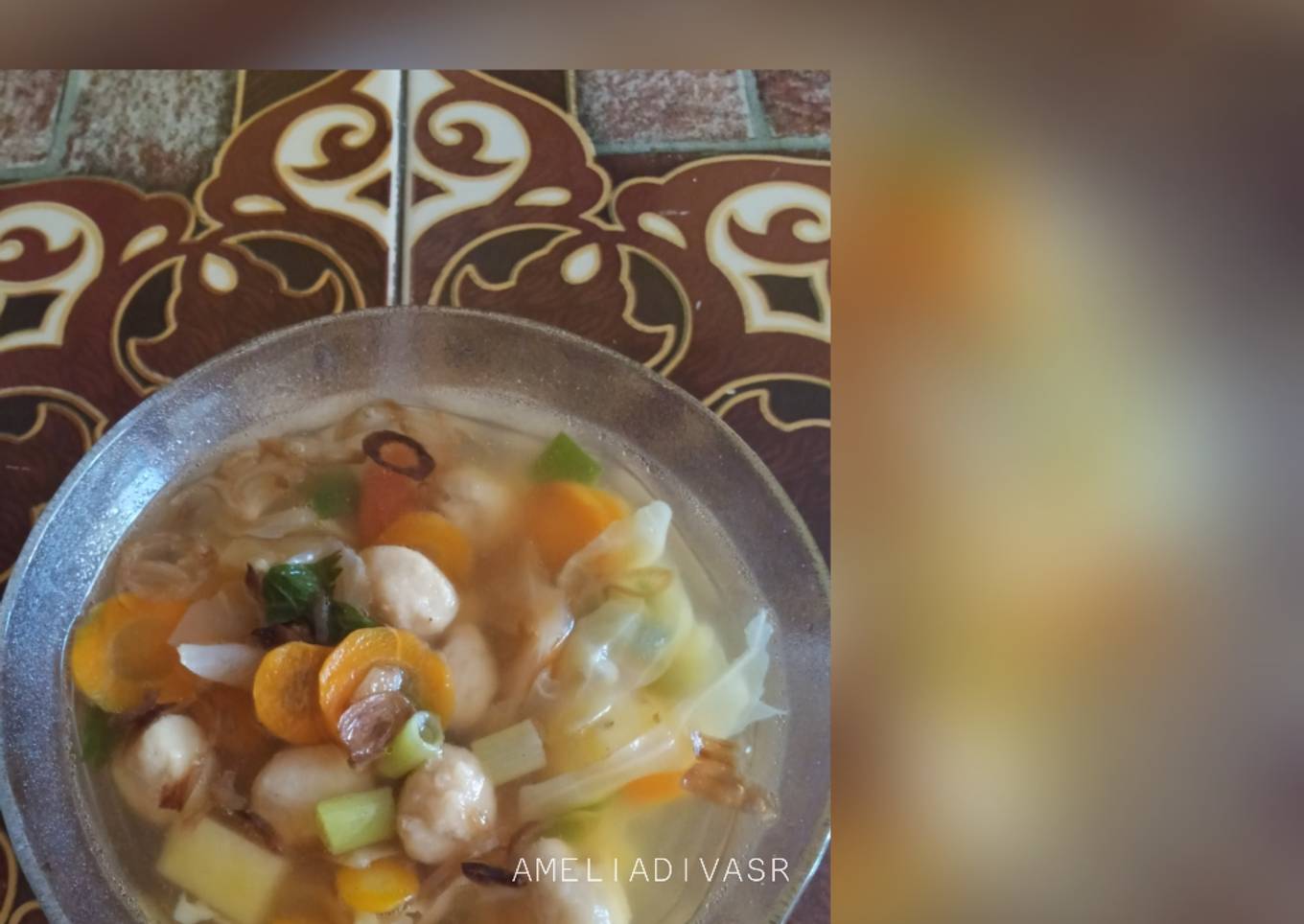 Sayur sop with baso ayam