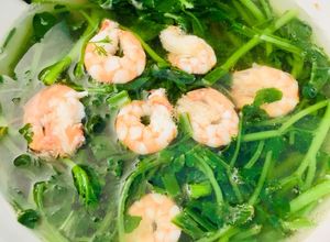 Hình của món Canh xà lách xoong nấu tôm.