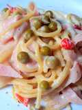 One Pot Pasta Spaghetti con Arvejas y Jamón -One Pot Ham and Pea Pasta