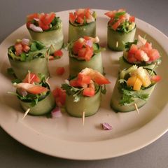 A picture of Cucumber guacamole Belle pepper rolls.
