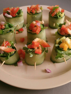 A picture of Cucumber guacamole Belle pepper rolls.
