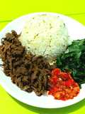 Nasi Daun Jeruk dengan Empal Suir Daging Rusa