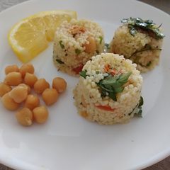 A picture of Curry Couscous with Chickpeas.