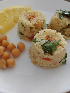 A picture of Curry Couscous with Chickpeas.