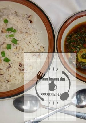 A picture of Shinkafa da wake with spinach soup 😋#Ashlab#.