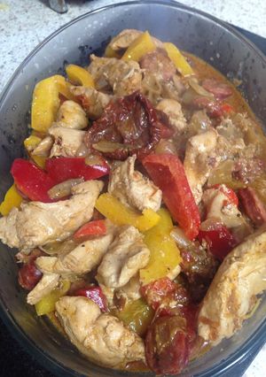 A picture of My Peppered Chicken and Chorizo Bake 💜.