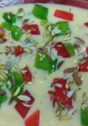 A picture of Fruits custard dessert.