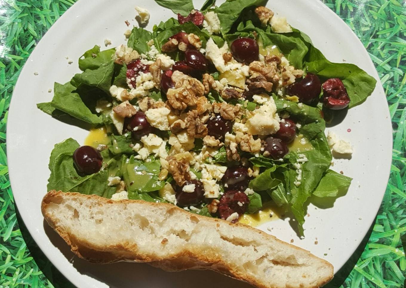 Caerphilly cheese, cherry and walnut salad