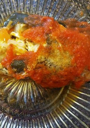 Una foto de Chile relleno con pollo