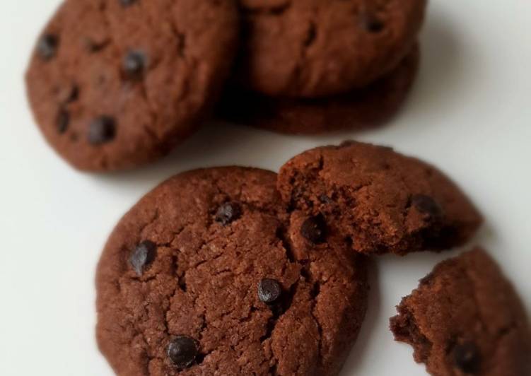 Steps to Prepare Quick Eggless Double chocolate chip cookies
