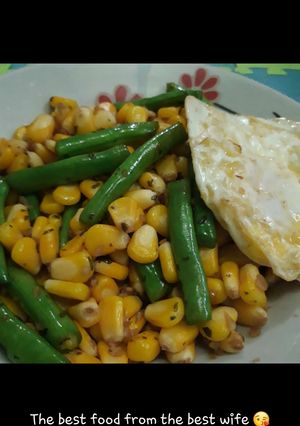 Foto resep Menu diet (1) : Tumis jagung buncis + telur mata sapi