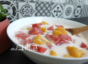 冰冰涼涼西瓜花菜수박화채 的食譜成品照片