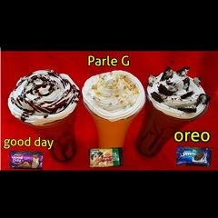A picture of Biscuit Milk shakes 3 types.