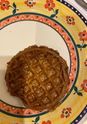 Una foto de Waffle de avena