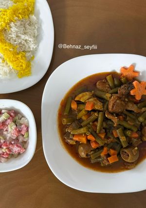 عکسی از دستور خورش لوبیا سبز در زودپز