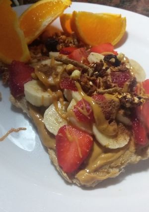 Una foto de Waffle de avena