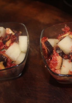 Una foto de Postre de higos con melón