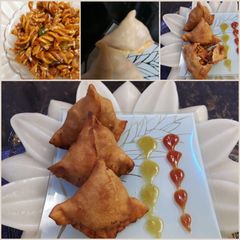 A picture of Fusilli Pasta in Pastry Triangles.