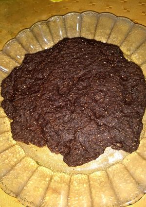 Una foto de Pancake vegano de chía y cacao