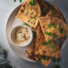 A picture of Spiced Pork & Feta Cheese Stuffed Flatbreads.