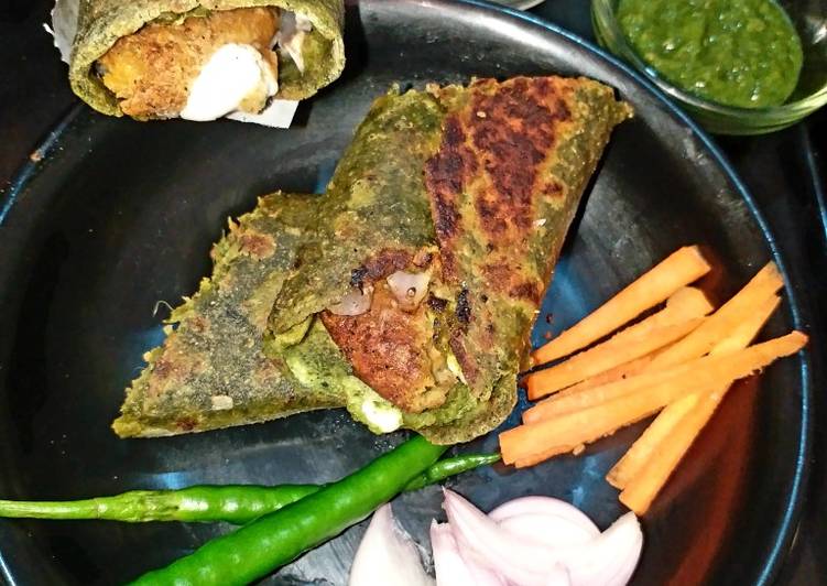 Steps to Make Super Quick Homemade Spinach Wrap With Chickpea Stuffing