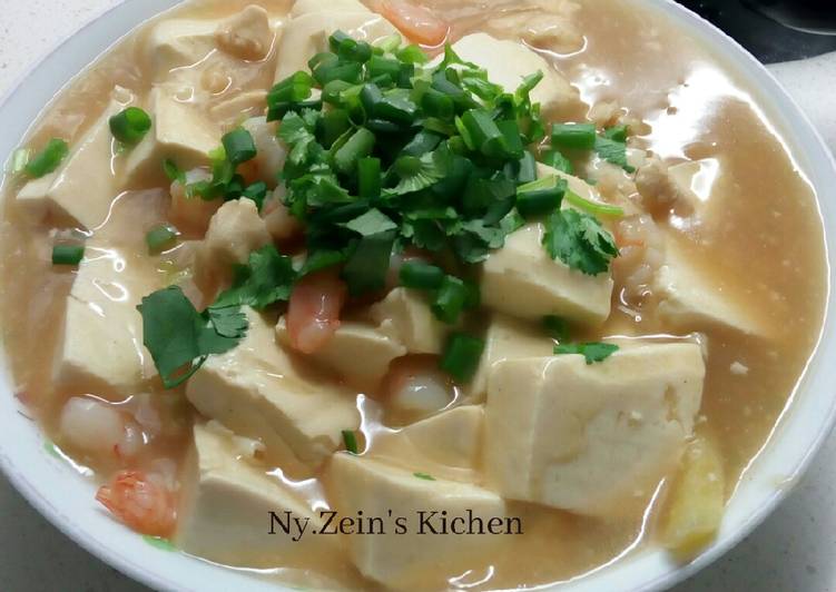 Tahu Udang Kuah (Tofu Prawns Chinese Style) No Santan No Minyak