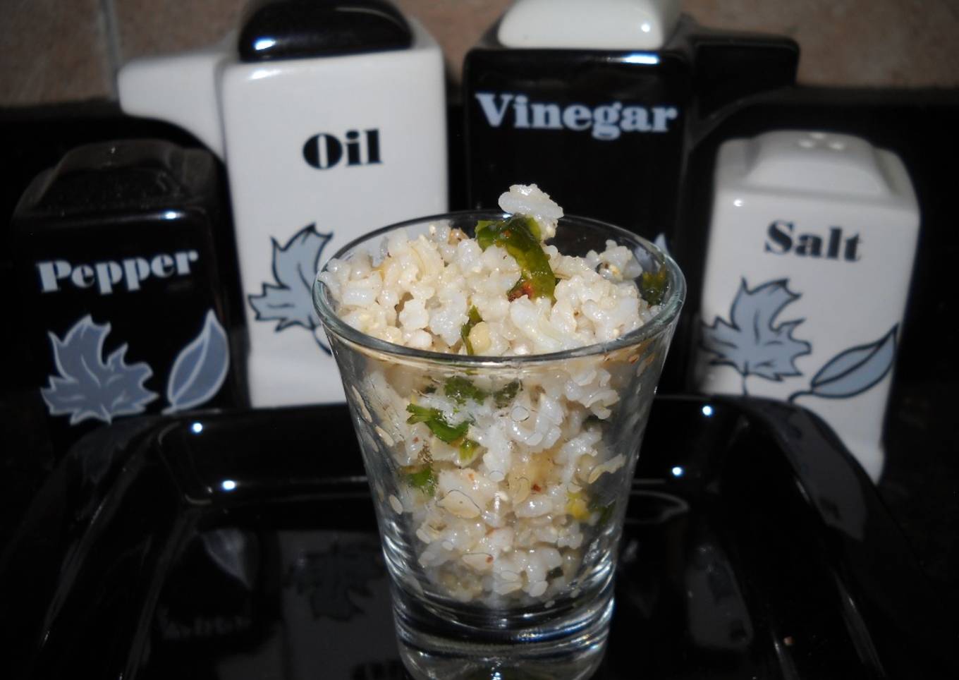Gremolata en shot de arroz integral