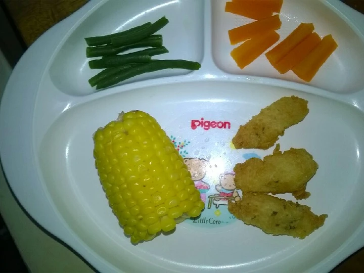 Cara Sederhana Menyiapkan Resep  Day. 209 Dori Goreng Tepung dan Sayuran Kukus (12 month+) yang Bikin Ngiler, Enak Banget