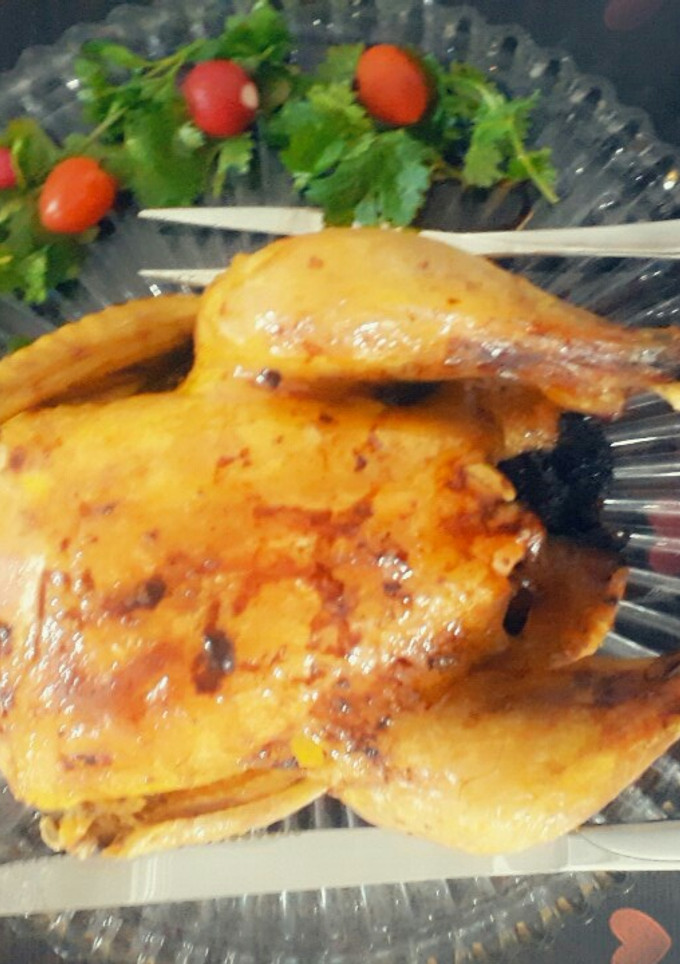 عکسی از دستور مرغ شکم پر