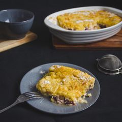 A picture of Baked Curd Cheese & Cherry Pie.
