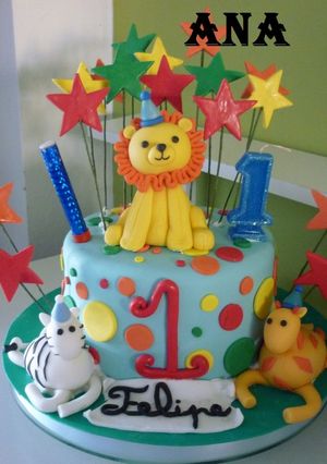 Una foto de Torta los animalitos cumpleaños de 1 año