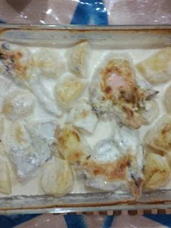صورة لوصفة دجاج مع بطاطا بالكريمه