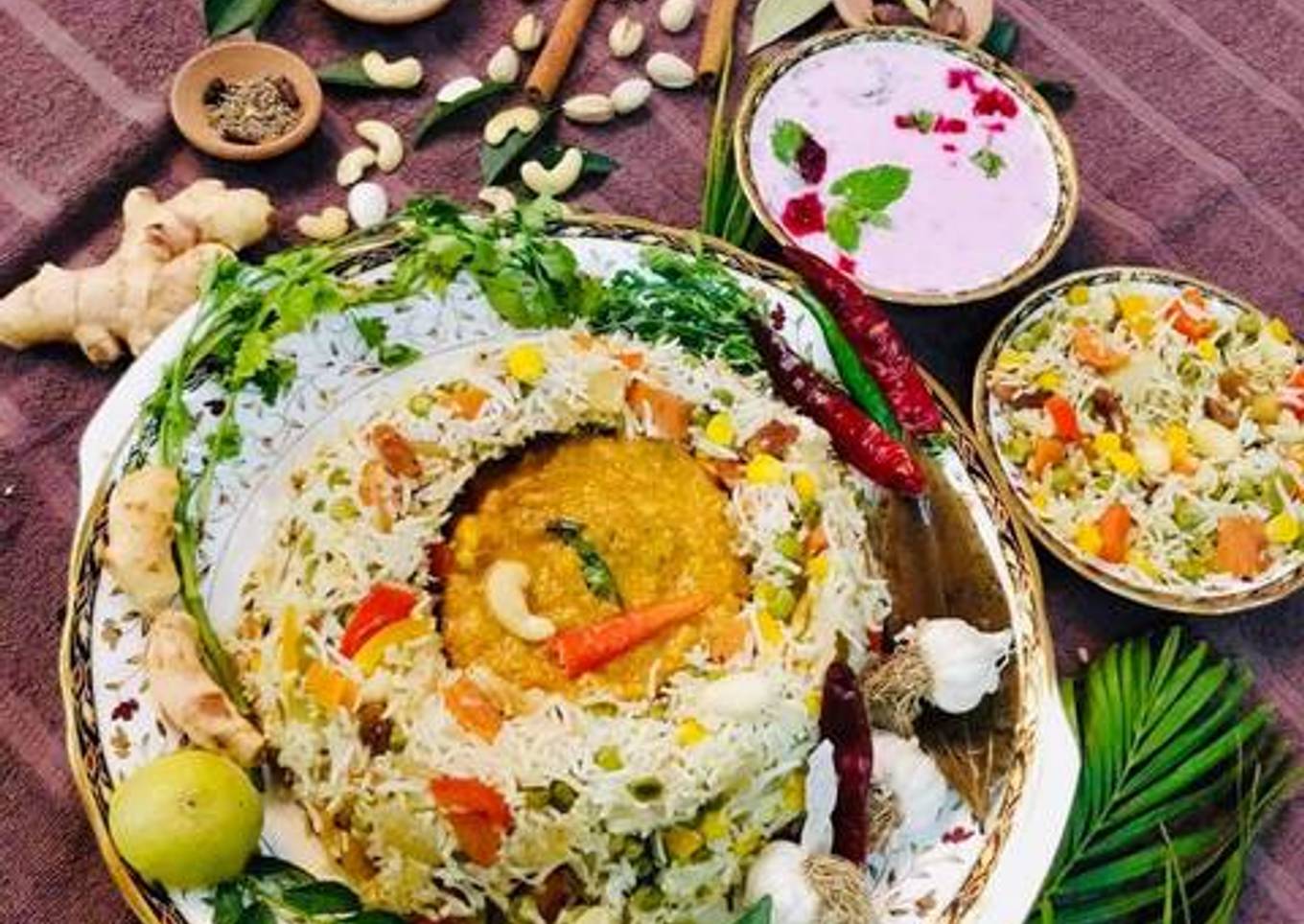 Nav Ratan Pulao  with Coconut Curry