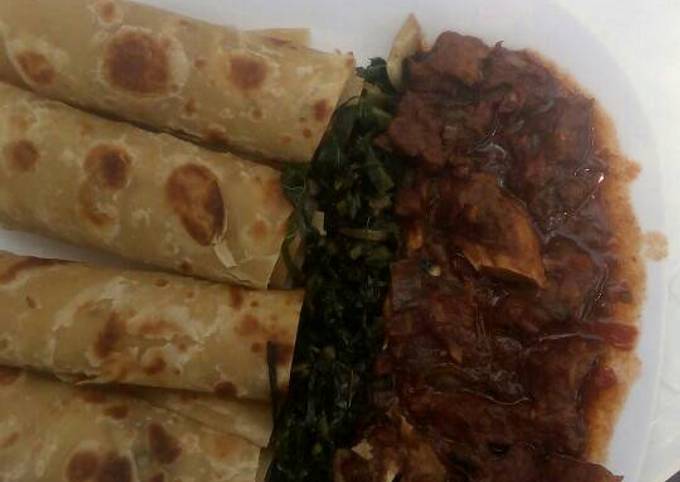 Steps to Make Award-winning Beef stew,greens with chapati